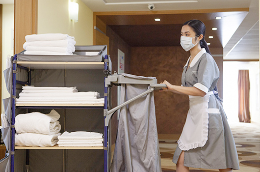 ワゴンに収納しやすく、持ち運びもラク